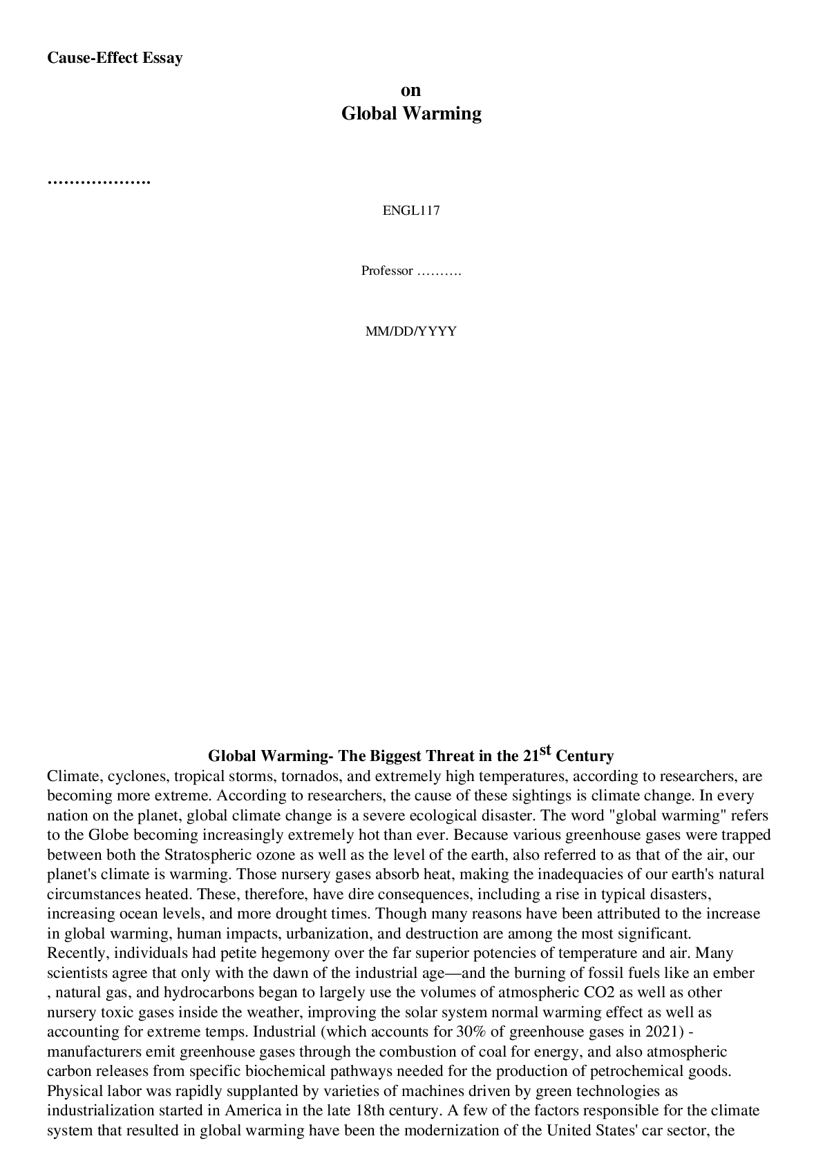 Preview image for ENG117 Week 6 Cause Effect Essay